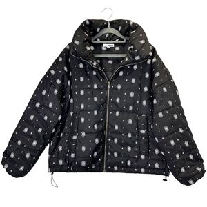 Sonoma Black & White Womens Puffer Jacket XS Drawstring Waist    B4